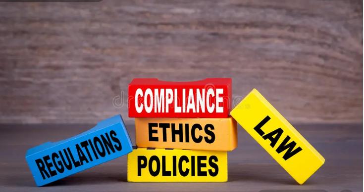 Blocks reading Compliance, Ethics, Policies, Regulations and Law